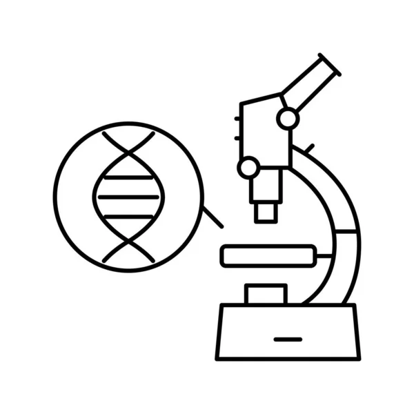 Microscopio para la investigación genética línea de moléculas icono vector ilustración — Archivo Imágenes Vectoriales
