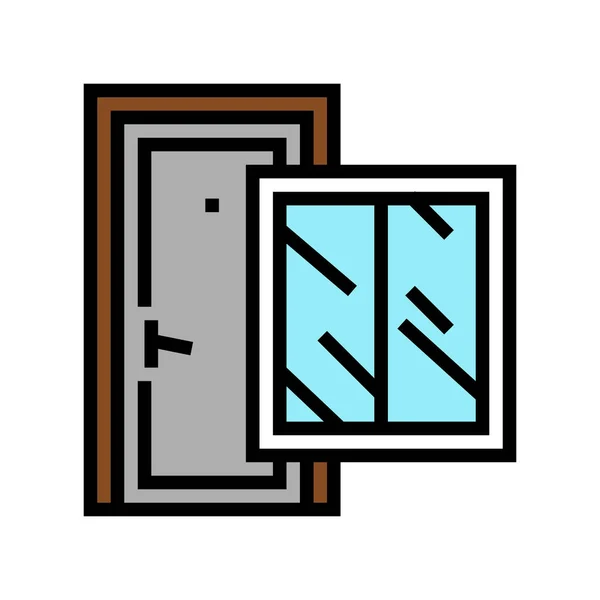 Okno i drzwi kolor ikona wektor ilustracja — Wektor stockowy