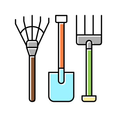 Bahçıvanlık renk ikonu vektör illüstrasyonu ekipmanı