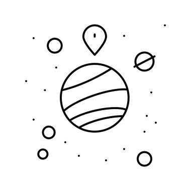 GPS gezegen çizgisi ikon vektör illüstrasyonundaki konum noktası