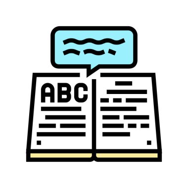 kitap İngilizce renk ikonu vektör illüstrasyonu