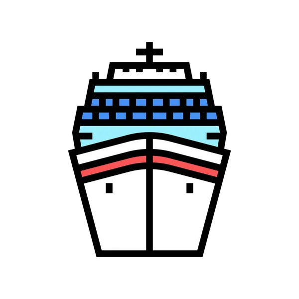 Sétahajó vonalhajózási óceánjáró színes ikon vektor illusztráció — Stock Vector