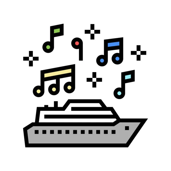 Music themed cruise color icon vector illustration — Stock Vector