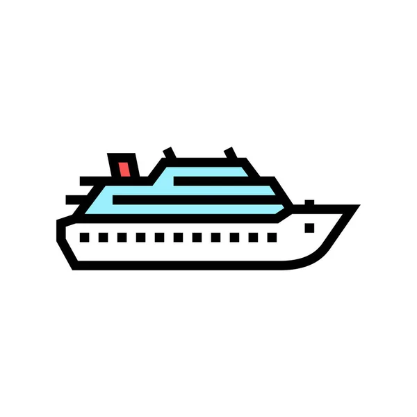 Cruise ship liner color icon vector illustration — Stock Vector