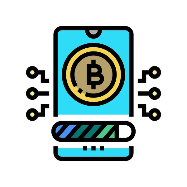 Zahlung Kryptowährung Telefon App Farbe Symbol Vektor Illustration — Stockvektor