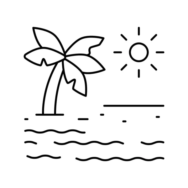 Tropisk strand sommar linje ikon vektor illustration — Stock vektor