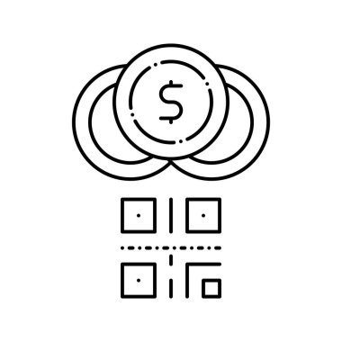 Ödeme çizgisi simgesi için qr kodu izole edilmiş illüstrasyon