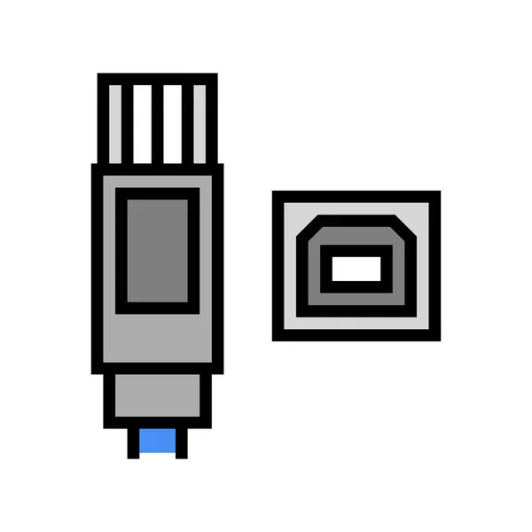 Usb type b kleur pictogram vector illustratie — Stockvector