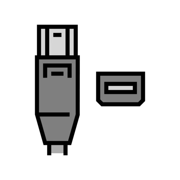 闪电端口颜色图标矢量插图 — 图库矢量图片