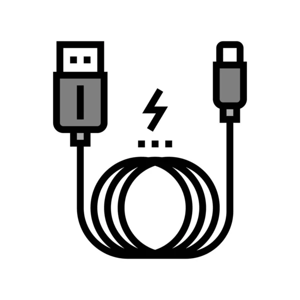 Opladen kabel kleur pictogram vector illustratie — Stockvector