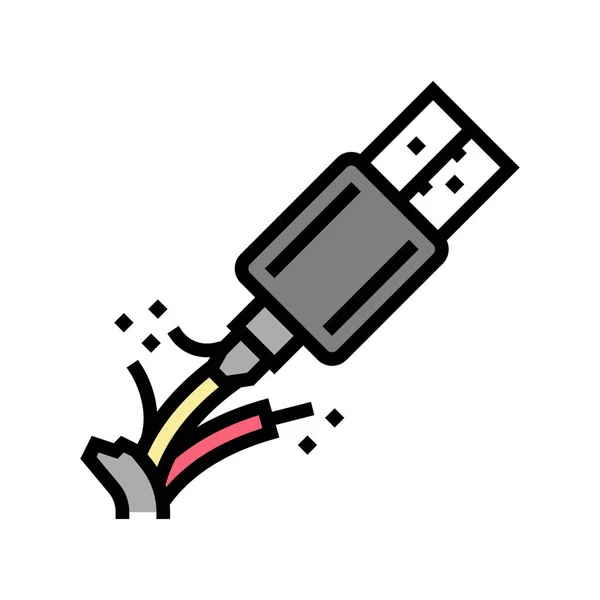 Cable roto usb color icono vector ilustración — Vector de stock