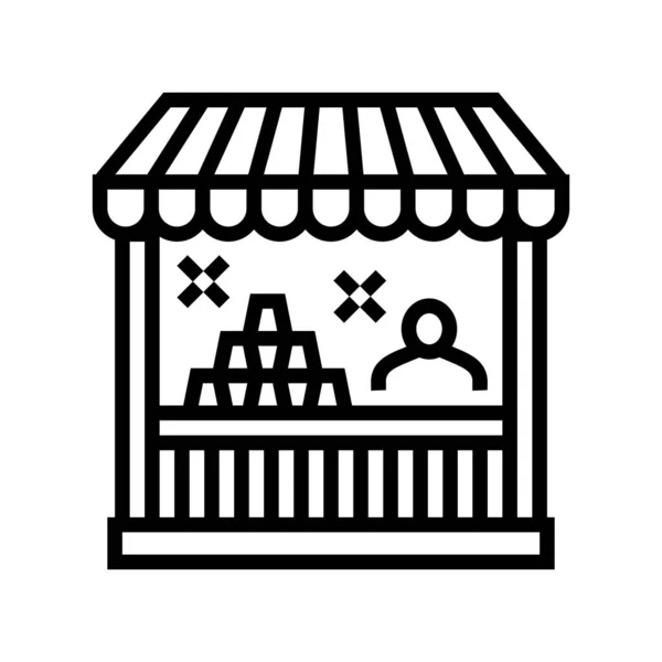 Ilustração do vetor do ícone da linha do parque de diversões da barraca — Vetor de Stock