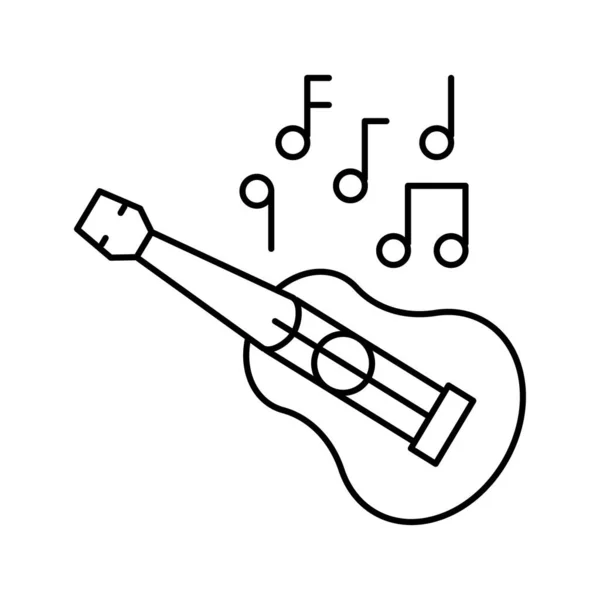 Ukulele hawaii musicien instrument ligne icône vectoriel illustration — Image vectorielle