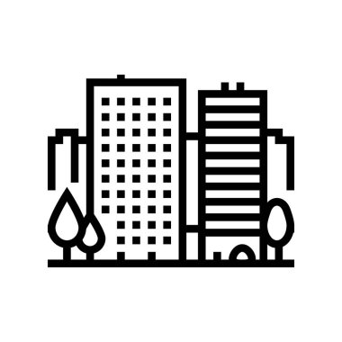 Emlak evi çizgisi ikon vektör çizimi