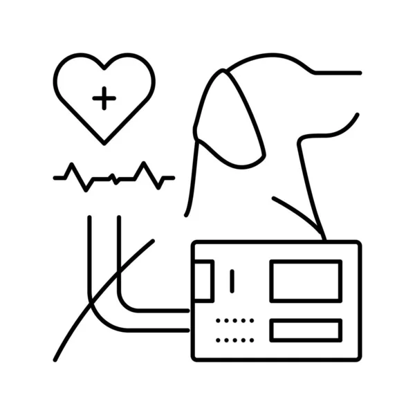 Ekg heart of domestic animal line icon vector illustration — Vetor de Stock