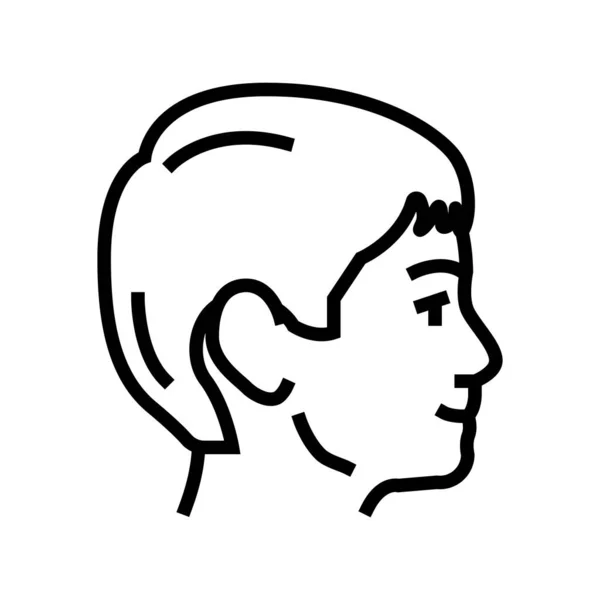 Visage enfant mâle ligne icône vectoriel illustration — Image vectorielle