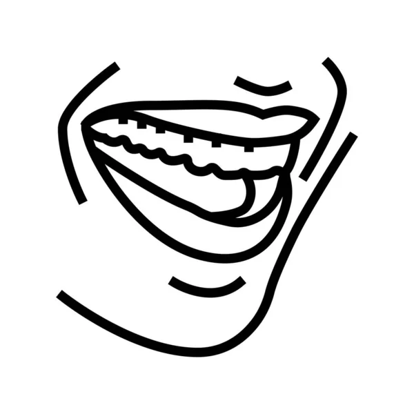 Bocca con denti e labbra linea icona vettoriale illustrazione — Vettoriale Stock