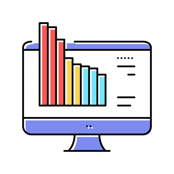 Online monitoring trhu barevné ikony vektor ilustrace — Stockový vektor