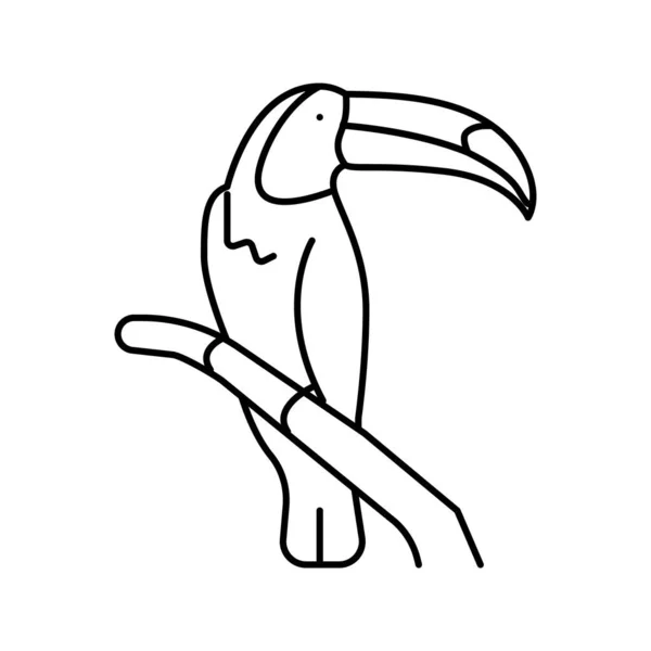 Toekan vogel in dierentuin lijn pictogram vector illustratie — Stockvector