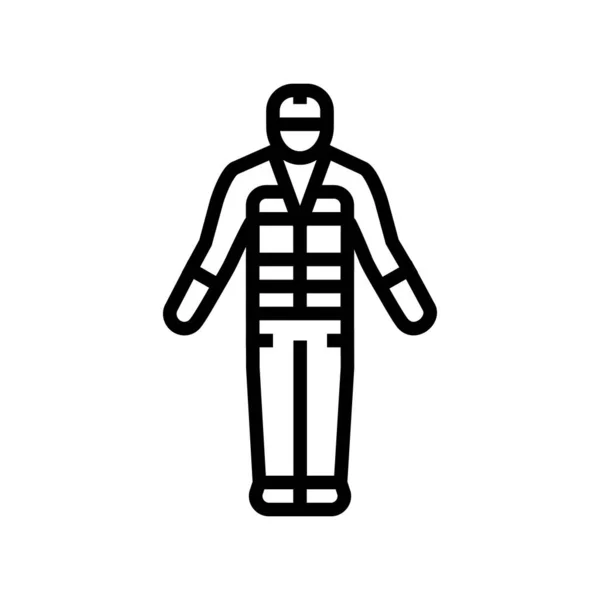 Byggare i säkerhet kostym linje ikon vektor illustration — Stock vektor