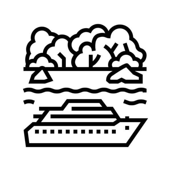 Croisière tropicale ligne de vacances icône vectoriel illustration — Image vectorielle