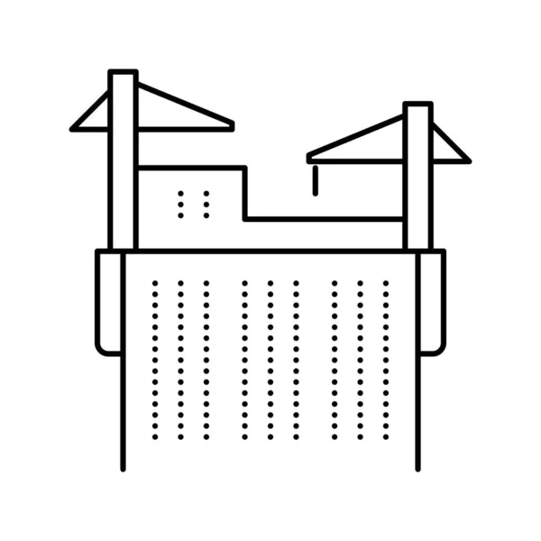 起重机建筑摩天大楼线条图标矢量插图 — 图库矢量图片