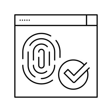 erişim onaylı parmak izi çizgisi ikon vektör illüstrasyonu