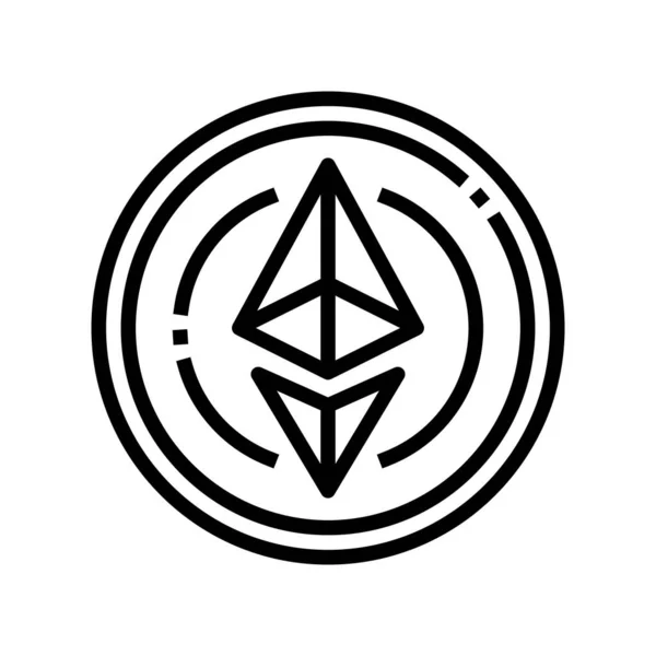 Illustration vectorielle d'icône de ligne de crypto-monnaie d'ethereum — Image vectorielle