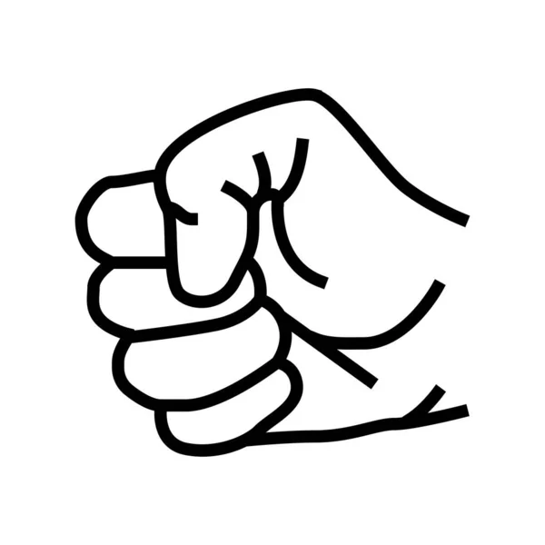 Mano puño gesto línea icono vector ilustración — Vector de stock