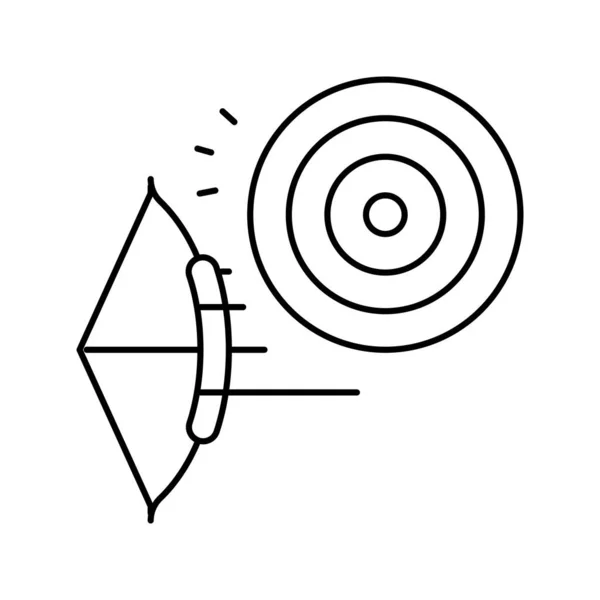 Boogschieten sport lijn pictogram vector illustratie — Stockvector