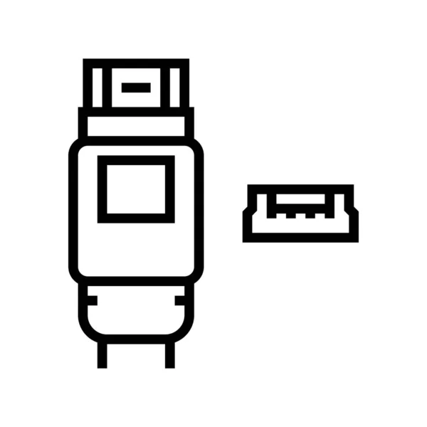 Usb mini b lijn pictogram vector illustratie — Stockvector