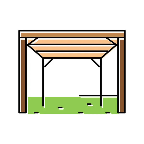 Pergola bakgård konstruktion färg ikon vektor illustration — Stock vektor