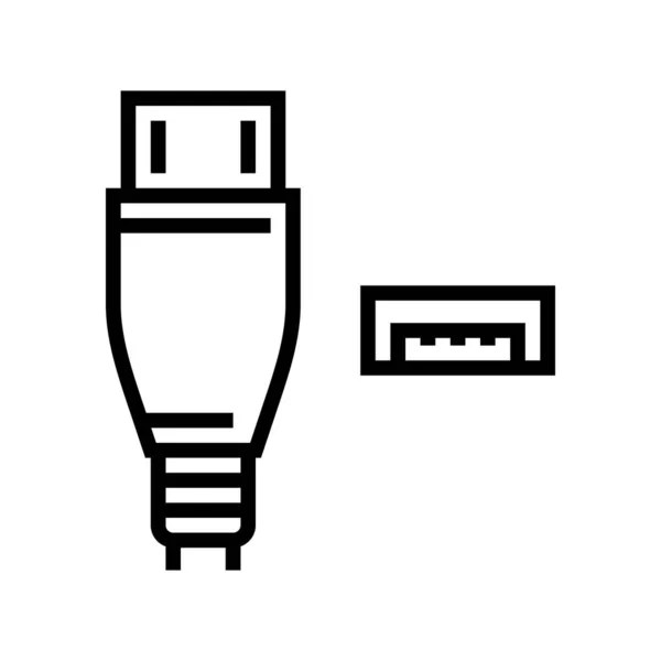 Usb micro una ilustración vector icono de línea — Archivo Imágenes Vectoriales