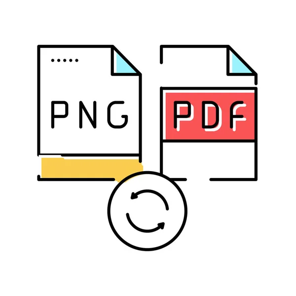 PngをPDFに変換するカラーアイコンベクトルイラスト — ストックベクタ