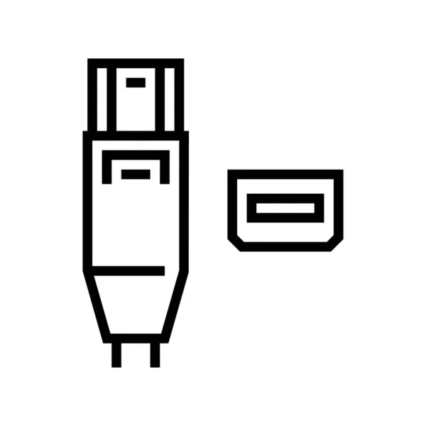 Thunderbolt puerto línea icono vector ilustración — Archivo Imágenes Vectoriales