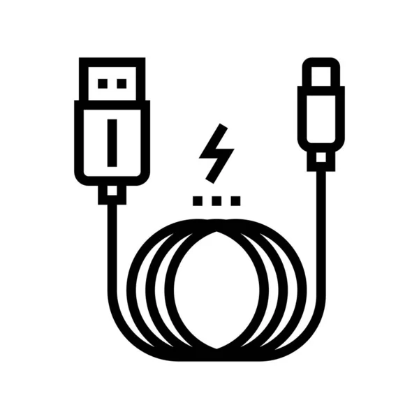 Opladen kabel lijn pictogram vector illustratie — Stockvector