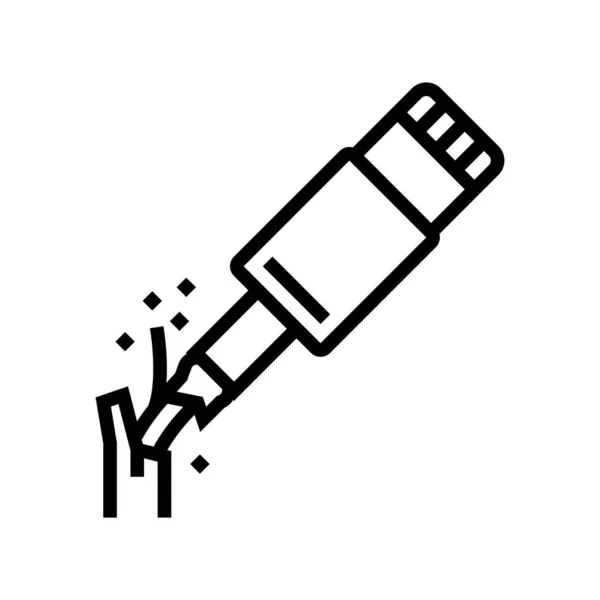 Cable roto línea cargador icono vector ilustración — Vector de stock