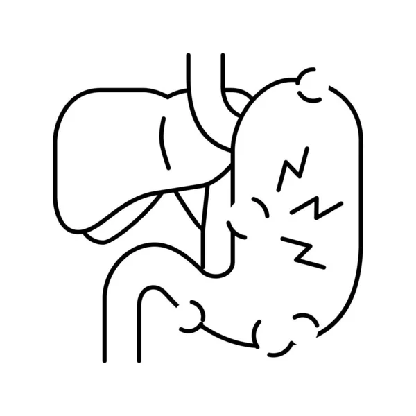 Douleur abdominale hépatite ligne icône vectoriel illustration — Image vectorielle