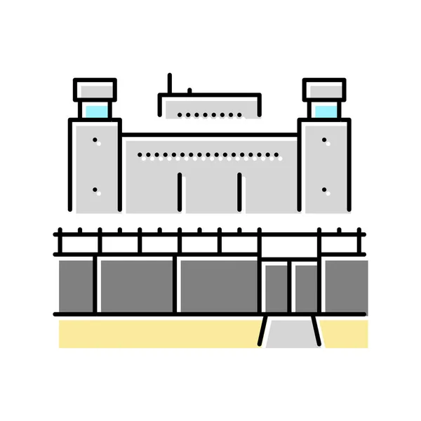 Gevangenis gebouw kleur pictogram vector illustratie — Stockvector