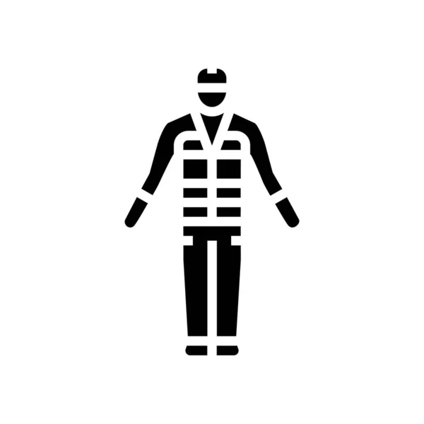 Construtor em traje de segurança glifo ícone vetor ilustração —  Vetores de Stock