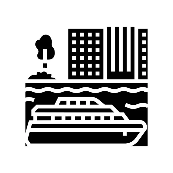 Επιβατηγό κρουαζιερόπλοιο glyph εικονίδιο διανυσματική απεικόνιση — Διανυσματικό Αρχείο