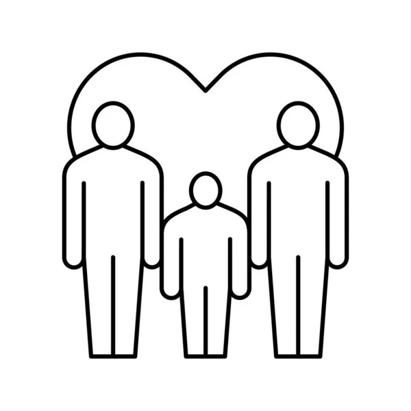Hommes gay même sexe couple adoption ligne icône vectoriel illustration — Image vectorielle
