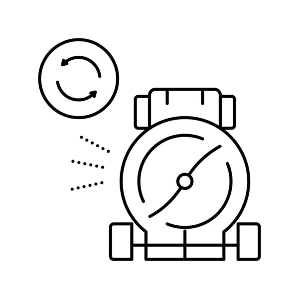 Rotationsmesser des Rasenmähers Linie Symbol-Vektor-Abbildung — Stockvektor