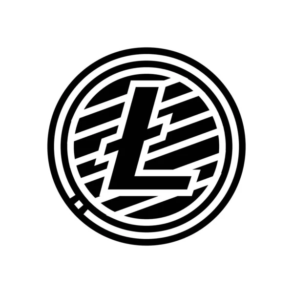 Litecoin crypto-monnaie glyphe icône vectoriel illustration — Image vectorielle