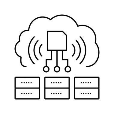 rfid satır ikon vektör illüstrasyonundan bilgi depolanan sunucular