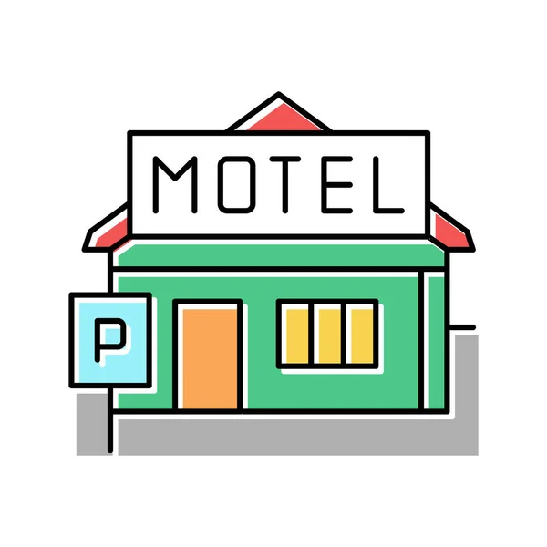 Konstrukce motel barva ikona vektor ilustrace — Stockový vektor