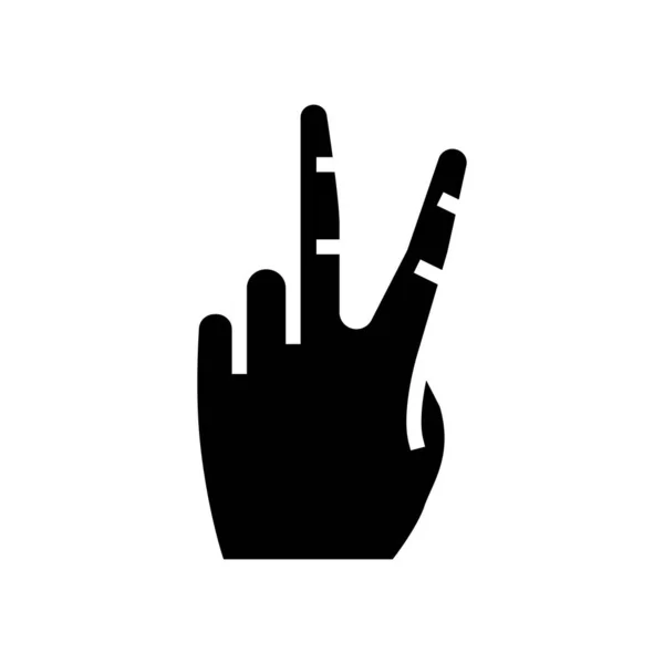 Νίκη χέρι χειρονομία glyph εικονίδιο διανυσματική απεικόνιση — Διανυσματικό Αρχείο