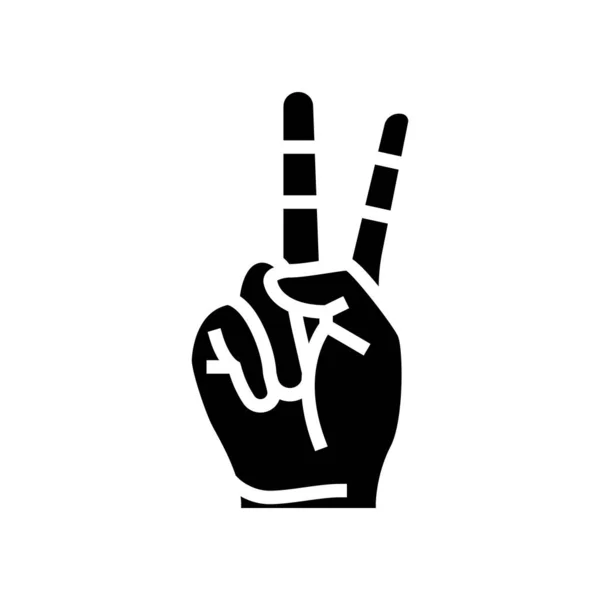 Peace hand gesture glyph icon vector illustration — Stock Vector