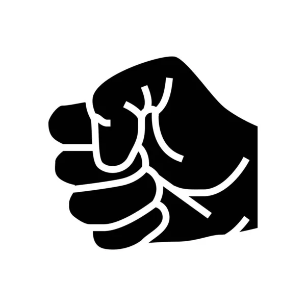 Pugno mano gesto glifo icona vettoriale illustrazione — Vettoriale Stock