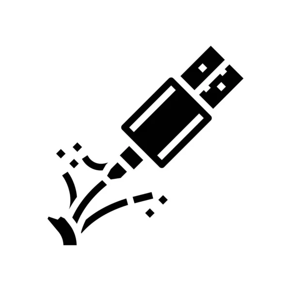 Bruten kabel usb glyph ikon vektor illustration — Stock vektor
